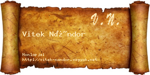 Vitek Nándor névjegykártya